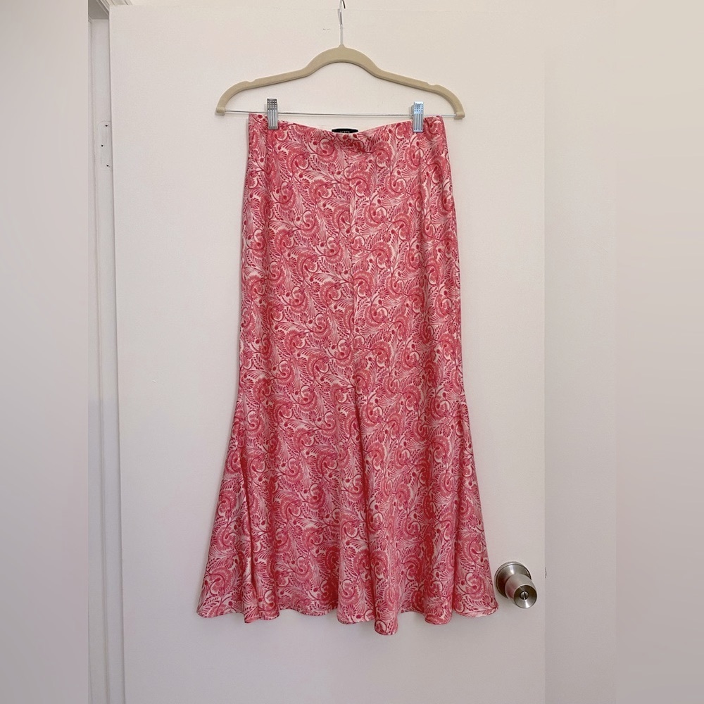 J. Crew fit and flare satin midi skirt